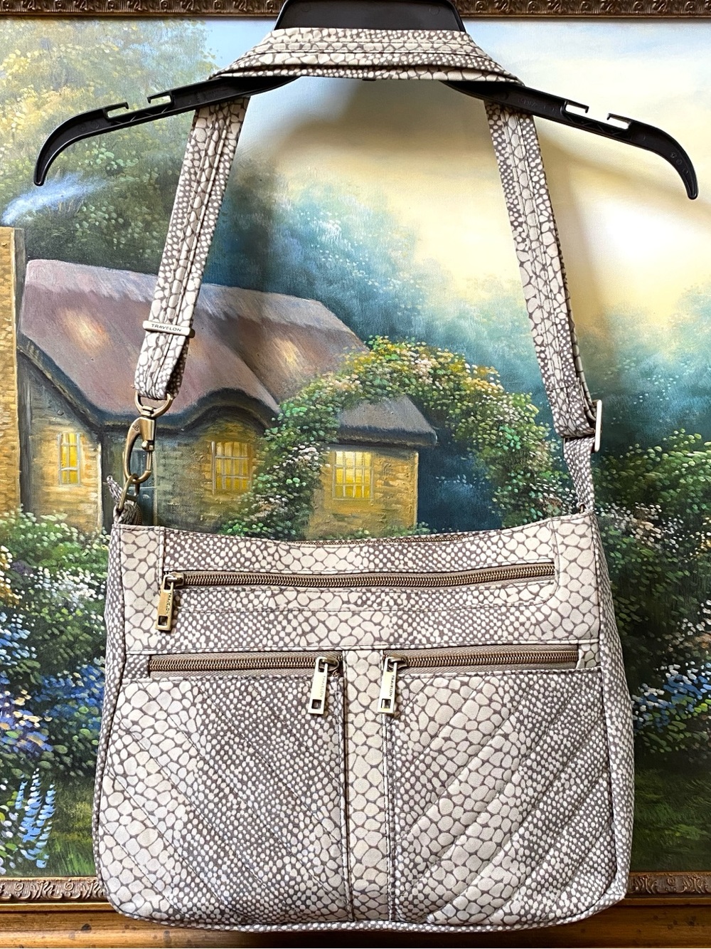 Travelon RFID Anti Theft Crossbody Travel Shoulder Handbag Snakeskin Print